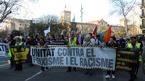 16/03/2024 - La marxa d'aquest dissabte a Barcelona contra el racisme i el feixisme.