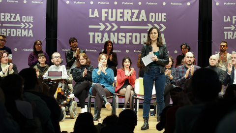 21/01/2023 La secretaria general de Podemos y ministra de Derechos Sociales y Agenda 2030, Ione Belarra, interviene en un acto de la ruta 'La fuerza que transforma', en el Centro Cívico Río Ebro, a 21 de enero de 2023, en Zaragoza, Aragón (España). Po