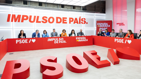 Imagen de la Ejecutiva Federal del PSOE celebrada en Ferraz este lunes.