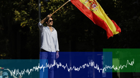 20/03/2024 Un hombre en una manifestación convocada por Vox el 12 de octubre de 2020 contra el Gobierno de coalición.