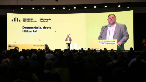 El president d'ERC, Oriol Junqueras, al Congrés Nacional de Lleida.