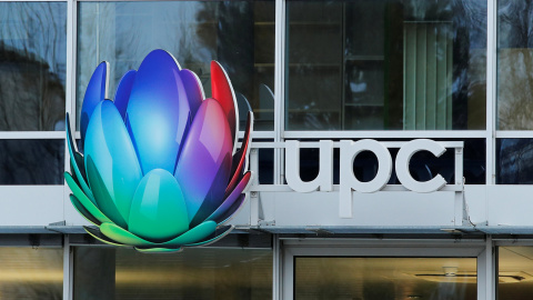 El logo del operador de TV e Internet UPC Cablecom, en la localidad suiza de Renens. REUTERS/Denis Balibouse