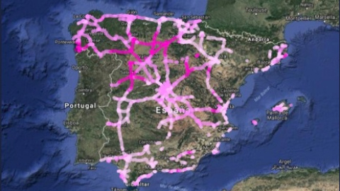 Mapa de las carreteras más afectadas por la ciclogénesis./DGT