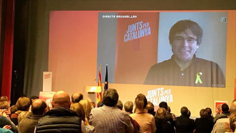 Carles Puigdemont intervé per videoconferència a un acte a Mollerussa / EUROPA PRESS