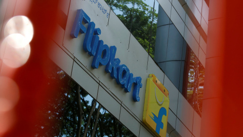 El logo de la empresa india de comercio electrónico Flipkart en sus oficinas en Bangalore. REUTERS/Abhishek N. Chinnappa