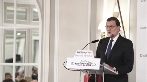 El presidente del Gobierno, Mariano Rajoy, en un desayuno informativo celebrado por el 60 aniversario de la agencia Europa Press. EP