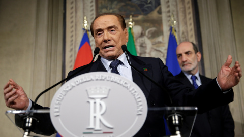 El líder de Forza italia, Silvio Berlusconi, durante una rueda de prensa en Roma el pasado 12 de abril. /REUTERS