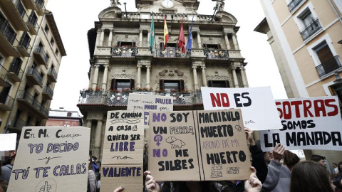 Manifestación en Pamplona contra la sentencia a 'La Manada'.- EFE/Jesús Diges