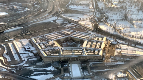 Foto aérea de archivo tomada el 12 de marzo de 2022 en la que se muestra el Pentágono, en Washington D. C.