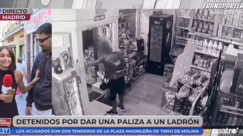 Momento en el que la periodista Isa Balado tiene que parar a un hombre tras tocarla el culo en pleno directo.