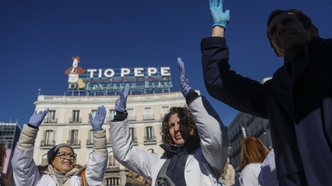 Marcha llevada a cabo por los médicos y pediatras de Atención Primaria este miércoles en Madrid