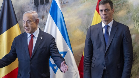 El primer ministro de Israel, Benjamín Netanyahu, junto al presidente del Gobierno, Pedro Sánchez, durante un encuentro en Jerusalén, a 23 de noviembre de 2023.