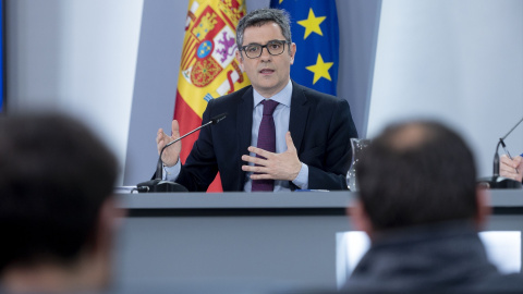 El ministro de Justicia, Félix Bolaños, durante la rueda de prensa posterior al Consejo de Ministros.