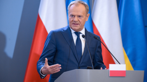 El primer ministro polaco, Donald Tusk durante una rueda de prensa el 28 de marzo de 2024, en Varsovia (Polonia).