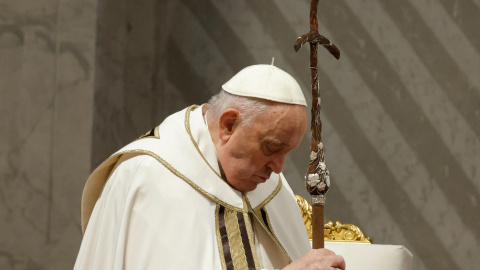 El Papa Francisco preside la Santa Misa Crismal el Jueves Santo en la Basílica de San Pedro de la Ciudad del Vaticano. 28/03/2024