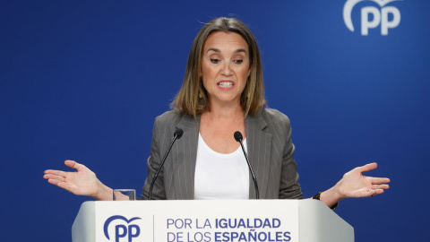 Cuca Gamarra ofrece una rueda de prensa en la sede del partido en Madrid, a 25 de septiembre de 2023.