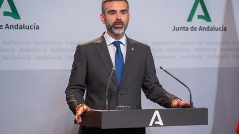 El portavoz del Gobierno andaluz, Ramón Fernández-Pacheco, en una rueda de prensa a 19 de septiembre de 2023, en Sevilla.