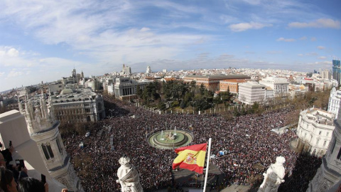 Vista de Cibeles y alrededores en la manifestación por la sanidad pública en Madrid.