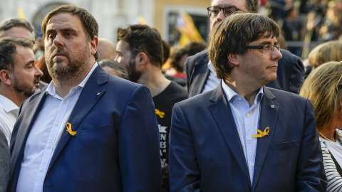 Carles Puigdemont y  Oriol Junqueras en una imagen de archivo del 21/10/2017.