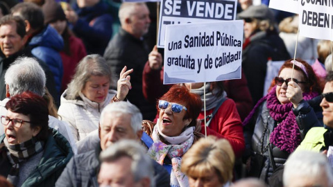 Manifestación en defensa de la sanidad pública convocada este domingo en Madrid.