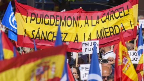 Asistentes a la manifestación del PP contra la amnistía celebrada en Madrid.