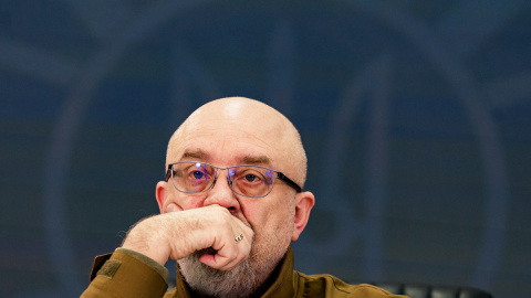 El ministro de Defensa de Ucrania, Oleksii Reznikov, durante una conferencia de prensa en Kiev el 5 de febrero de 2023.