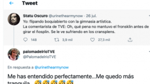 La mítica periodista de TVE Paloma del Río responde en Twitter con humor... y recibe mucho amor