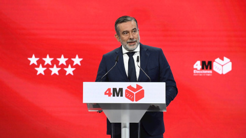 El consejero de Justicia, Interior y Víctimas, Enrique López, durante la rueda de prensa que ha ofrecido este martes en Madrid.