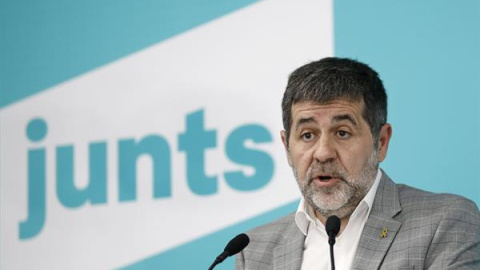 El secretario general de JxCat, Jordi Sànchez, durante una rueda de prensa en la sede de JxCat en Barcelona-