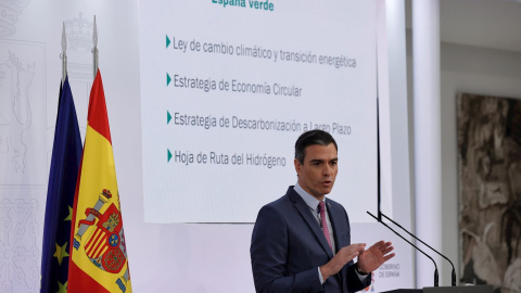 El presidente del Gobierno, Pedro Sánchez, durante su intervención para hacer balance del curso político marcado por la pandemia.