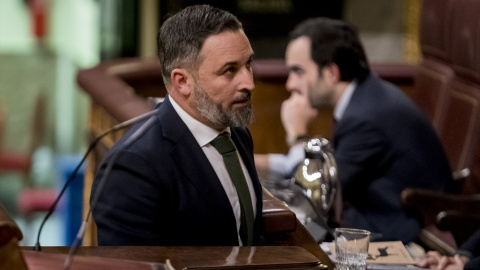 24/1/2023 El líder de Vox, Santiago Abascal, durante una sesión plenaria en el Congreso de los Diputados, a 24 de enero de 2023, en Madrid (España).