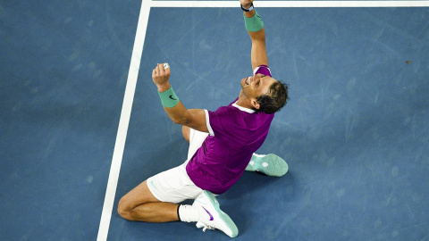 Rafael Nadal celebra su victoria.