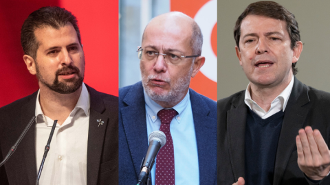 Luis Tudanca (PSOE), Francisco Igea (Cs) y Alfonso Fernández Mañueco (PP).