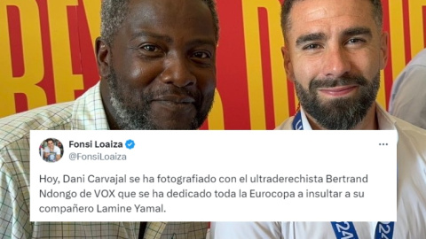 Collage con la imagen de Dani Carvajal y Bertrand Ndongo de VOX