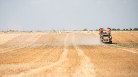 17 de junio de 2024. Maquinaria trabajando en un campo de pasto en Albacete, a 17 de junio de 2024.