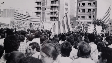 La manifestació per la Diada de 1976, a Sant Boi de Llobregat.