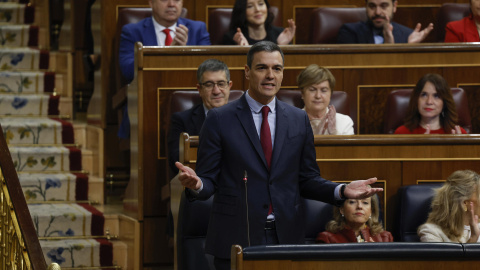 El presidente del Gobierno, Pedro Sánchez, durante la sesión de control celebrada este miércoles.