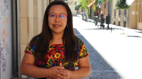 Wendy López Rosales en su visita a Madrid.