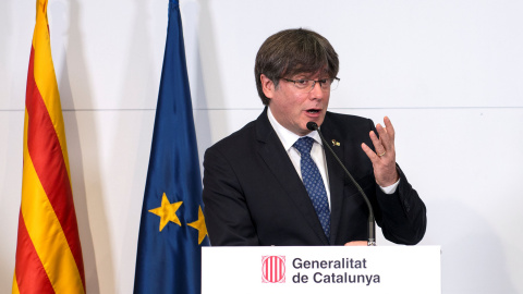 Carles Puidgemont en una rueda de prensa en Barcelona a 09/10/2020.