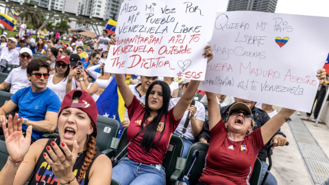 3 de agosto de 2024. Los residentes en Miami protestan en contra de los resultados electorales que dan la presidencia de Venezuela a Nicolás Maduro, a 3 de agosto de 2024.