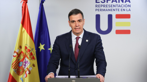 El presidente del Gobierno, Pedro Sánchez, en una rueda de prensa en Bruselas, a 22 de marzo de 2024.