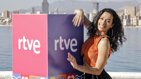 Chanel posa en una rueda de prensa tras la celebración de la segunda semifinal del Benidorm Fest 2022, en el Mirador del Castillo, a 27 de enero de 2022, en Benidorm, Alicante.