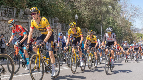 El pilot ciclista pujant a Montjuïc, en la darrera edició de la Volta Ciclista a Catalunya