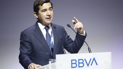 Imagen de archivo del presidente del BBVA, Carlos Torres Vila, durante su intervención en el encuentro Edufin Summit 2019. E.P:/Eduardo Parra