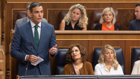 Pedro Sánchez, durante la sesión de control al Gobierno celebrada en el Congreso este miércoles.