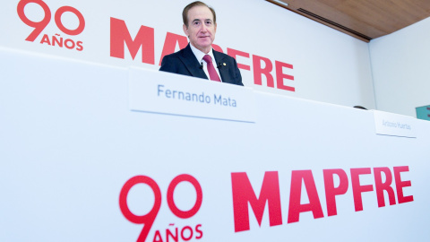 El presidente de Mapfre, Antonio Huertas, durante la presentación de los resultados anuales de 2022, en el auditorio de Fundación Mapfre, en Madrid. — Gustavo Valiente / EUROPA PRESS