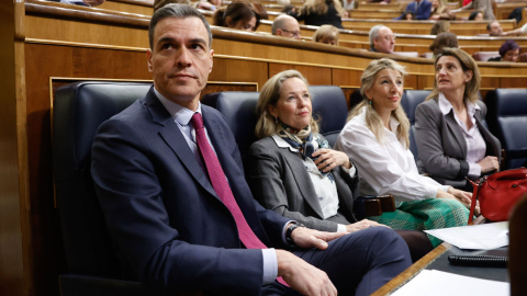 08/02/2023.- El presidente del Ejecutivo, Pedro Sánchez, durante la sesión de control al Gobierno este miércoles en el Congreso. EFE/ Mariscal