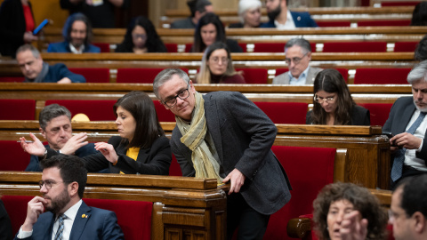 El presidente del Consell Nacional de ERC, Josep Maria Jové, durante el pleno de debate a la totalidad de los Presupuestos catalanes 2023, en el Parlament, a 14 de febrero de 2023, en Barcelona.