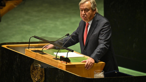 El Secretario General de la ONU, António Guterres, en la 78º sesión de la Asamblea General celebrada en Nueva York, a 19 de septiembre de 2023.