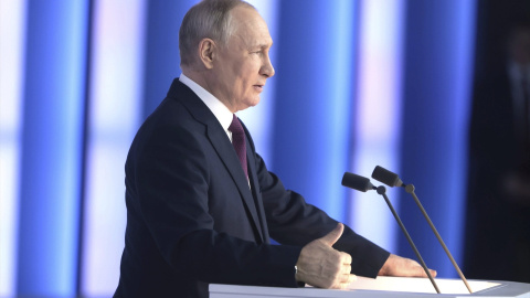 Putin durante el discurso anual en Moscú, Rusia